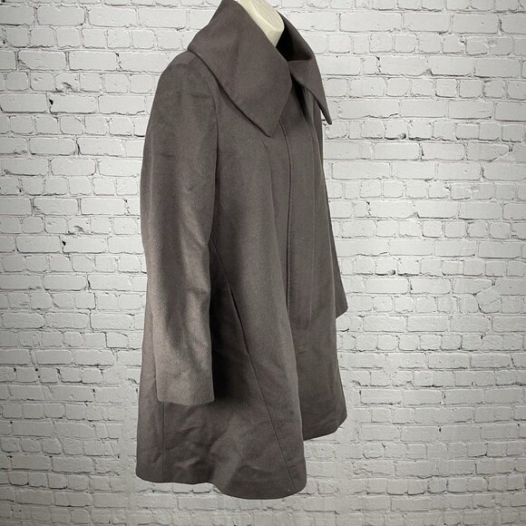Zara Grey Purple Wool Angora Blend Zipped Snap Lined Long Coat Size Medium M - Picture 11 of 12